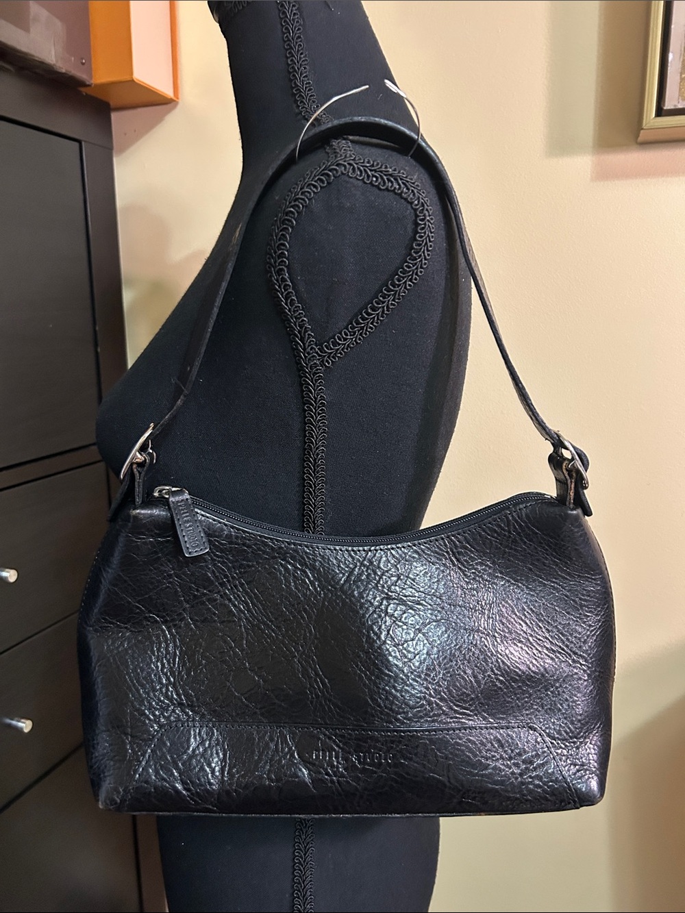 Vintage Wilsons Leather Pelle Studio Black Leather Shoulder Bag